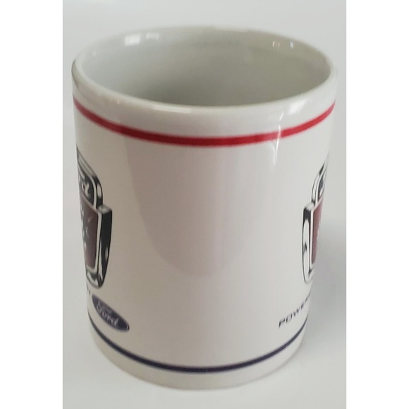 Ford Motor Coffee Mug Retro White/Red Stripe w/ Black Ford Emblem & Logos - Picture 6 of 9